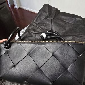 Chic Black Woven Leather Clutch